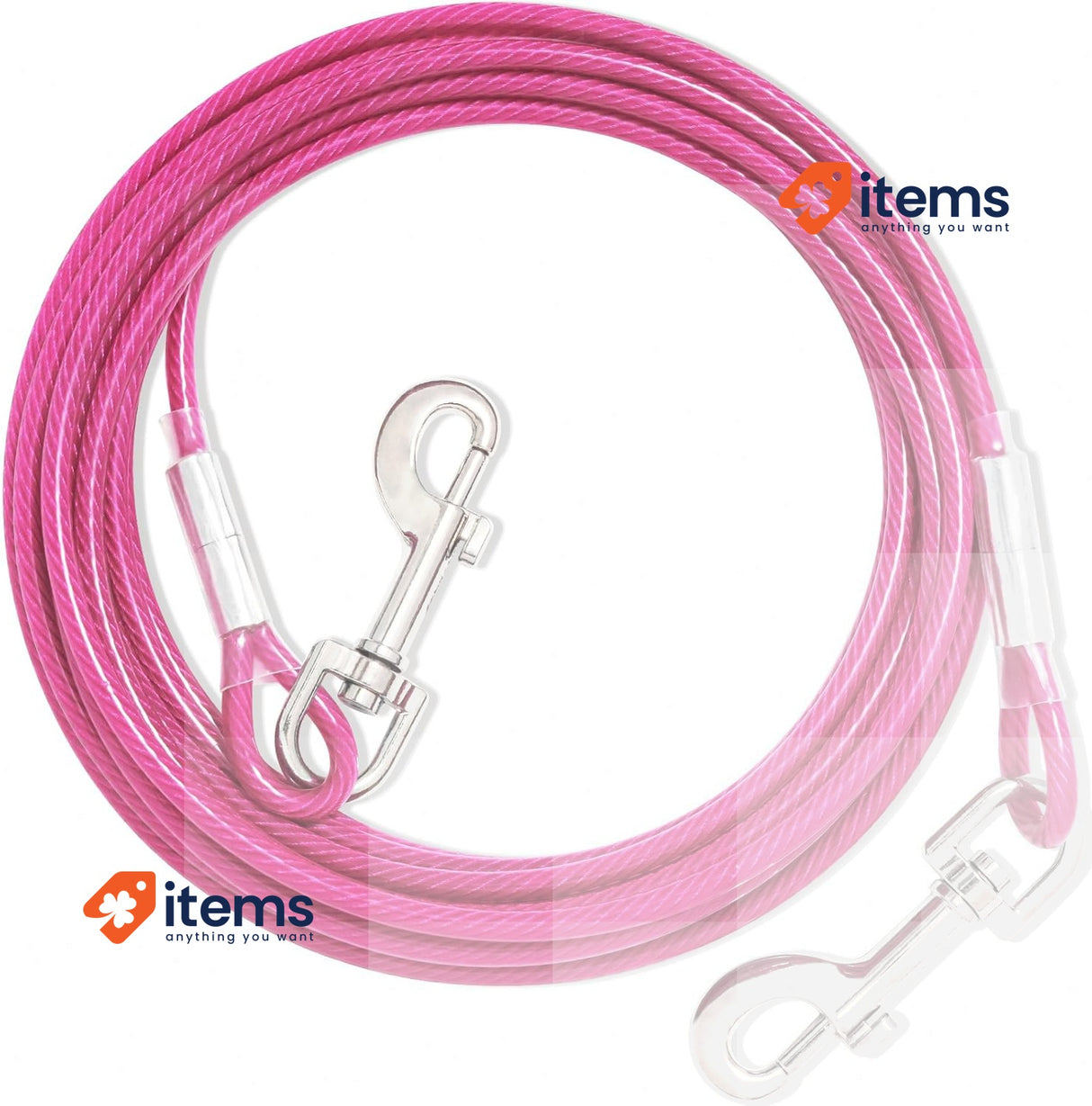 fengco Tie Out Yard Leads for Dogs 3/6/9/15 m PVC-Coated Rose Red, 9 m Cables