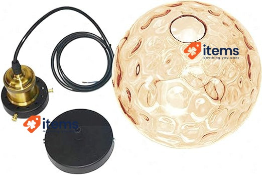 LFsem Pendant Light With 15cm Colorful Swirly Glass Ball Lampshade Amber - 15 CM