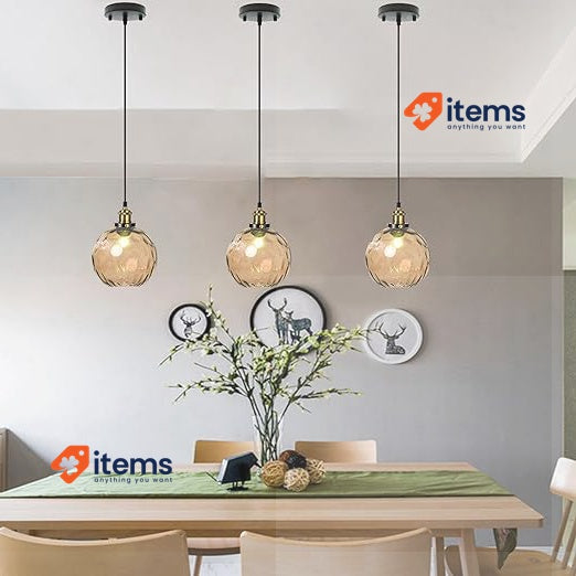 LFsem Pendant Light With 15cm Colorful Swirly Glass Ball Lampshade Amber - 15 CM