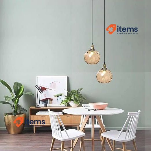 LFsem Pendant Light With 15cm Colorful Swirly Glass Ball Lampshade Amber - 15 CM