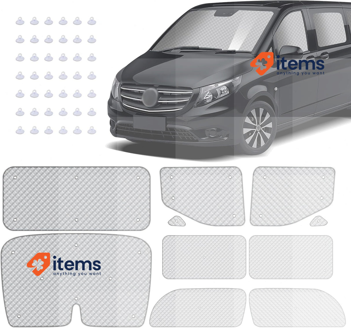 MaxEarn 10Pc Internal Thermal Blind Set for VITO II W639/Viano LWB L2 2003-2014