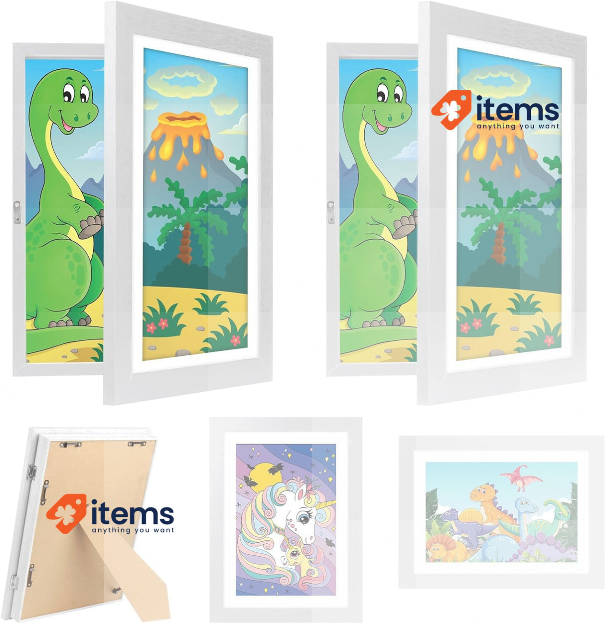 Swiecedon Picture Frame Children's Drawings A4 Art Front Opening Hinged Wooden