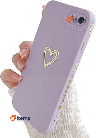 Compatible Case Girls' Gold Love Heart For Iphone 7/8/SE 2/SE 3 (purple) ZTUOK