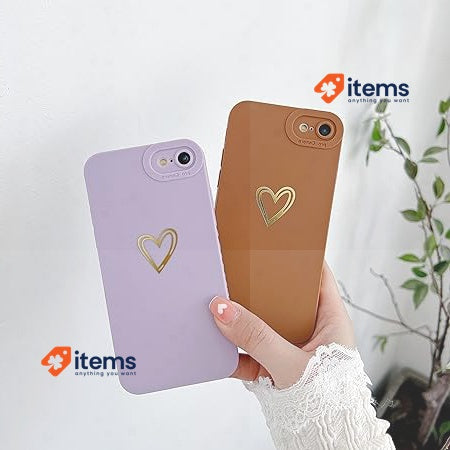Compatible Case Girls' Gold Love Heart For Iphone 7/8/SE 2/SE 3 (purple) ZTUOK