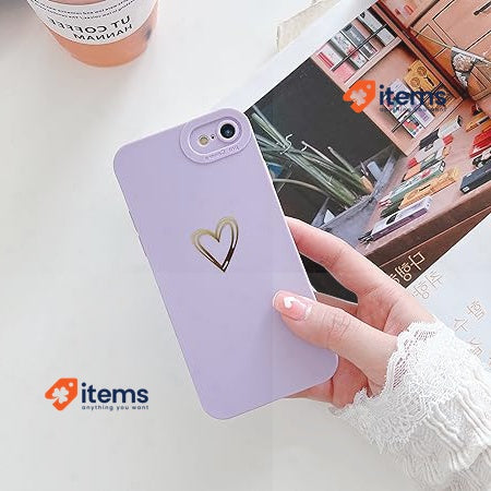 Compatible Case Girls' Gold Love Heart For Iphone 7/8/SE 2/SE 3 (purple) ZTUOK