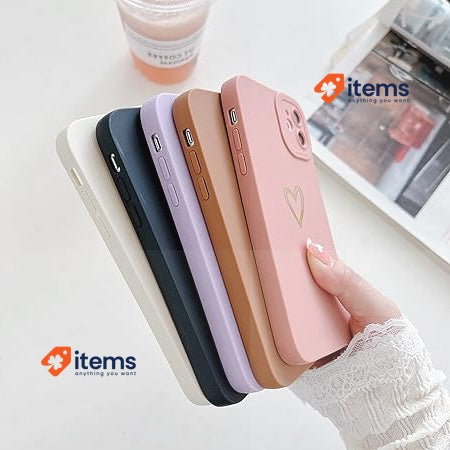 Compatible Case Girls' Gold Love Heart For Iphone 7/8/SE 2/SE 3 (purple) ZTUOK