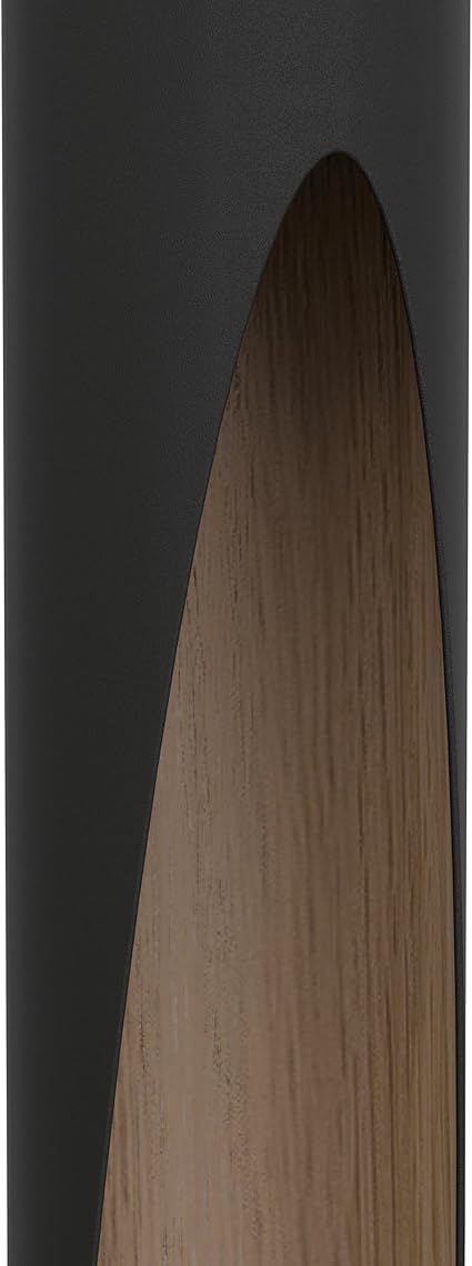 EGLO Barbotto -4 lights suspension LED lamp, black metal and wooden appearance