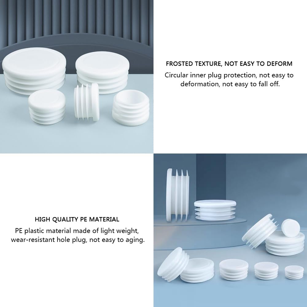 Vokenforu 20mm White Plastic Plugs, Round Tube Covers White