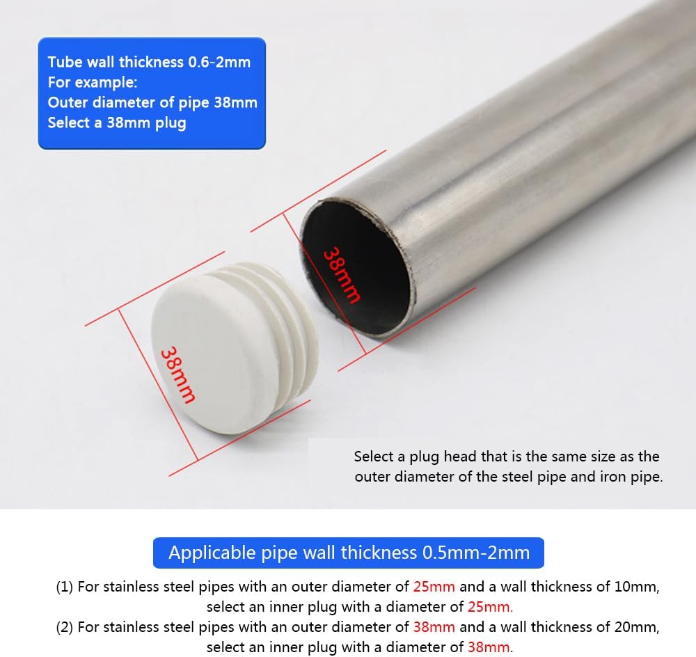 Vokenforu 20mm White Plastic Plugs, Round Tube Covers White