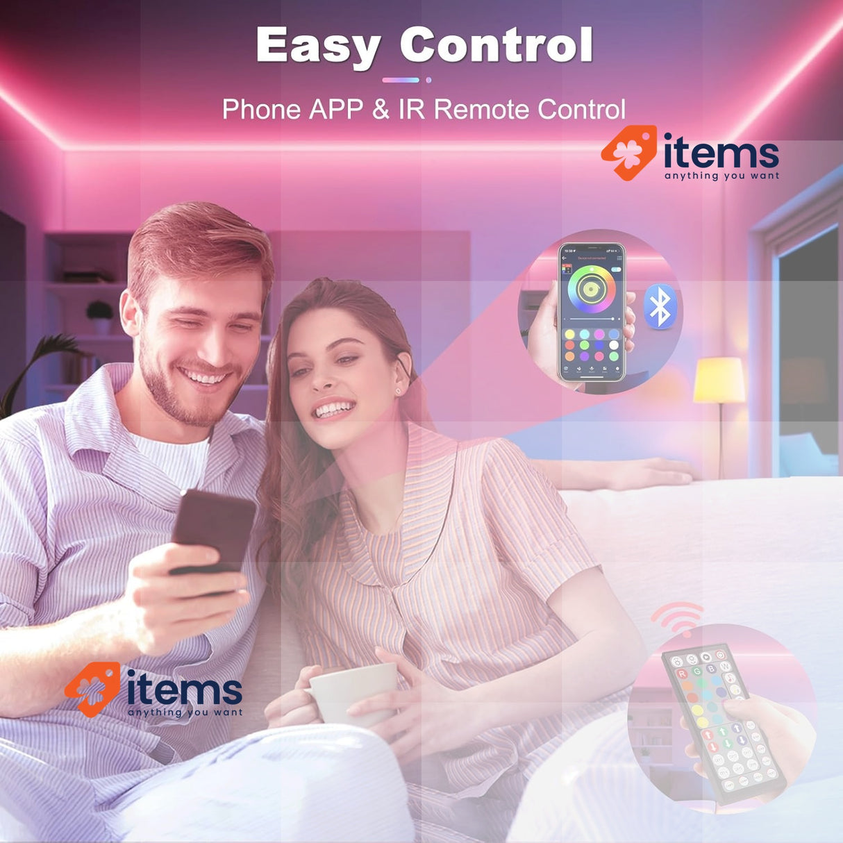 Realky RGB LED Strip Lights for Room, 10 Meters, Remote and App Control Multi