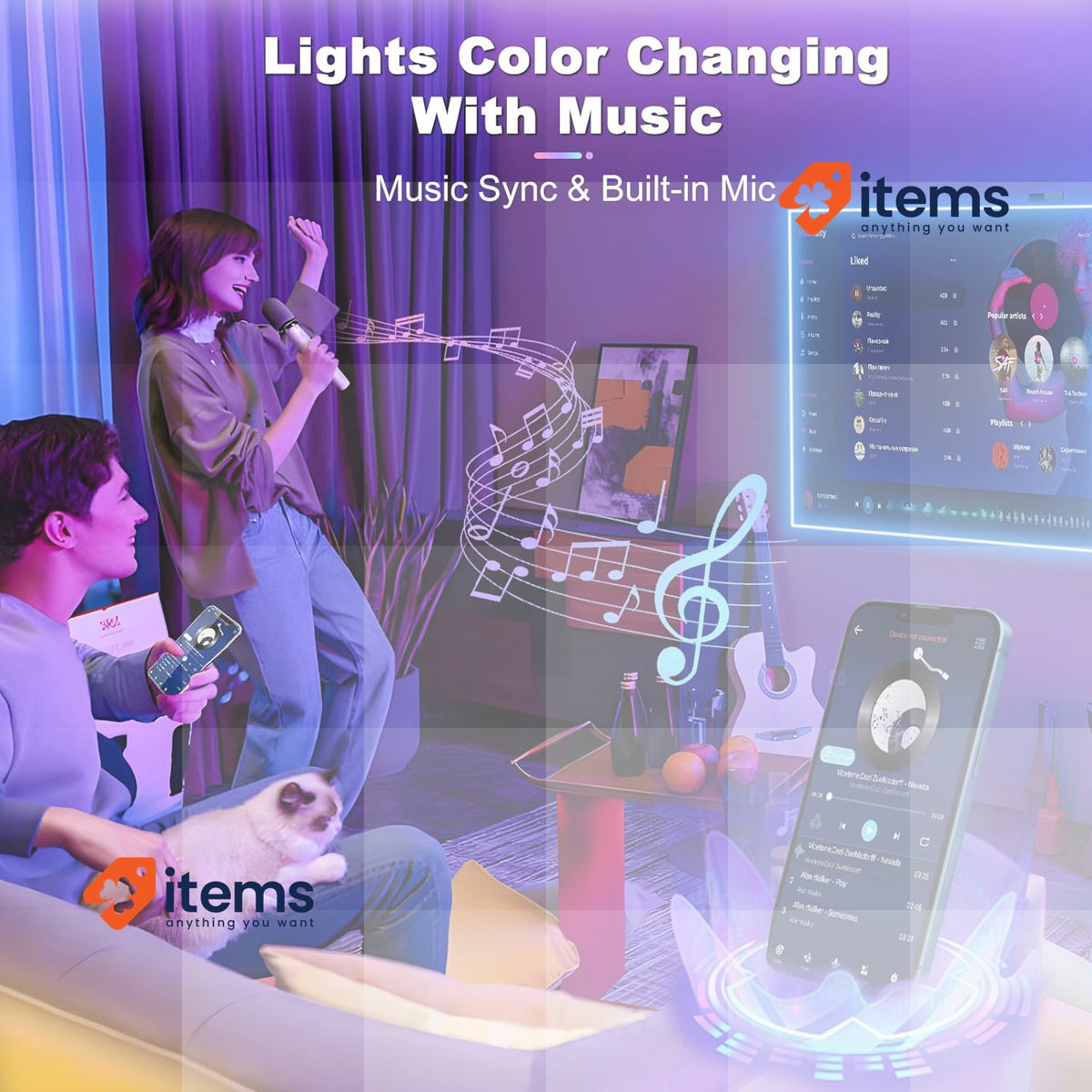 Realky RGB LED Strip Lights for Room, 10 Meters, Remote and App Control Multi