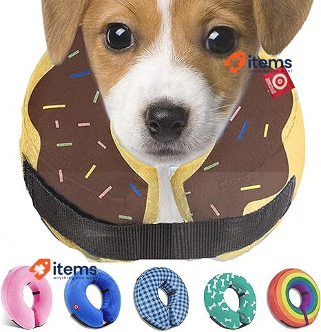 Ducomi Inflatable Dog And Cat Neck Brace Brown Donuts, Large After Surgery Pet
