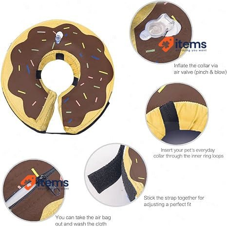 Ducomi Inflatable Dog And Cat Neck Brace Brown Donuts, Large After Surgery Pet