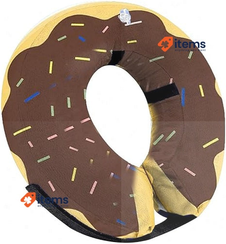 Ducomi Inflatable Dog And Cat Neck Brace Brown Donuts, Large After Surgery Pet