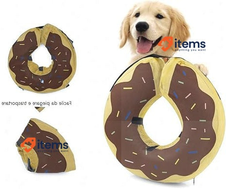 Ducomi Inflatable Dog And Cat Neck Brace Brown Donuts, Large After Surgery Pet