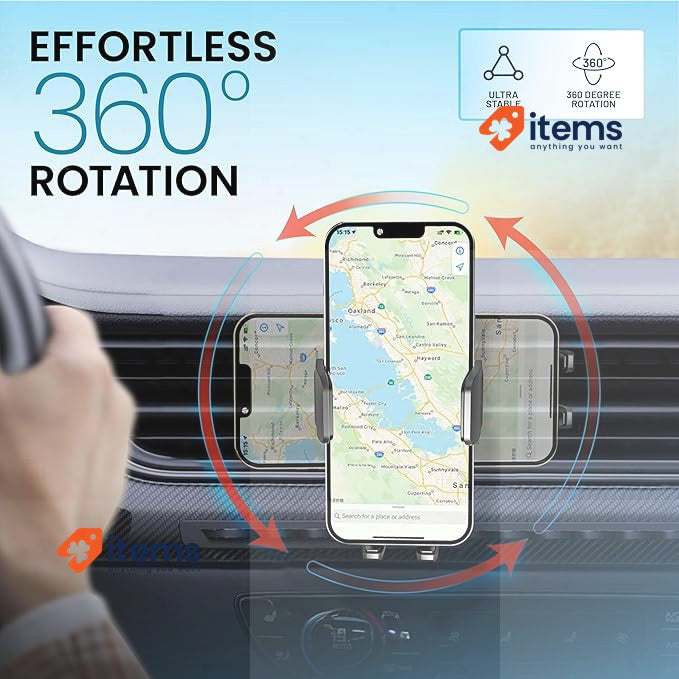 PORTENTUM Super Stablecar Phone Holder Air Vent Mount Cradle 360° Rotation Hook