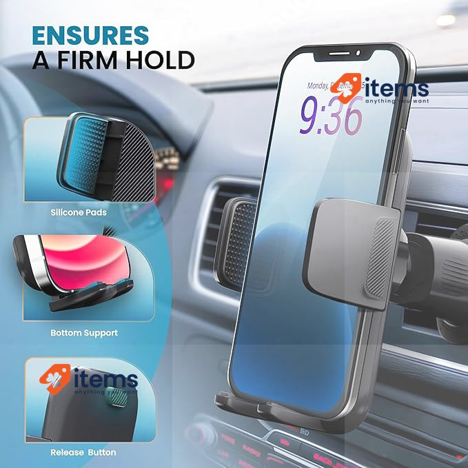 PORTENTUM Super Stablecar Phone Holder Air Vent Mount Cradle 360° Rotation Hook