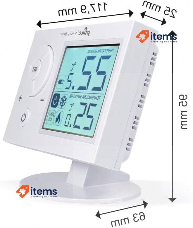 Plikc - SKI 2 RFW Digital Room Thermostat (white Wifi Wireless) Programmable