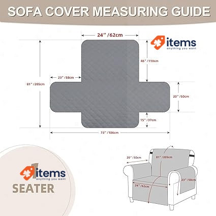 FIGOOO Water Resistant Sofa Slipcover 1 Seater Waterproof Non Slip khaki