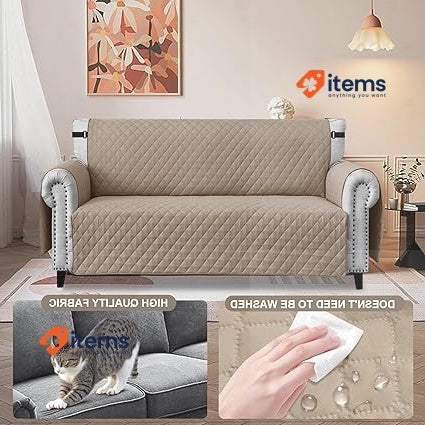 FIGOOO Water Resistant Sofa Slipcover 1 Seater Waterproof Non Slip khaki