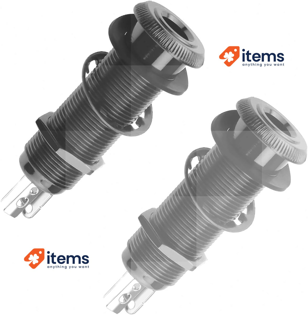 MEISO 2pcs Stereo Jack Socket 6.35mm Black - 6.35 MM, MM Pin Guitar Bass 1/4