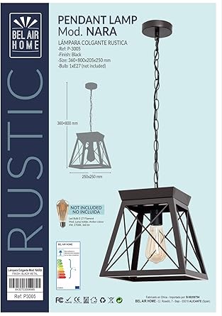 BEL AIR HOME - Pendant lamp NARA For Dining Room & Bedroom Black