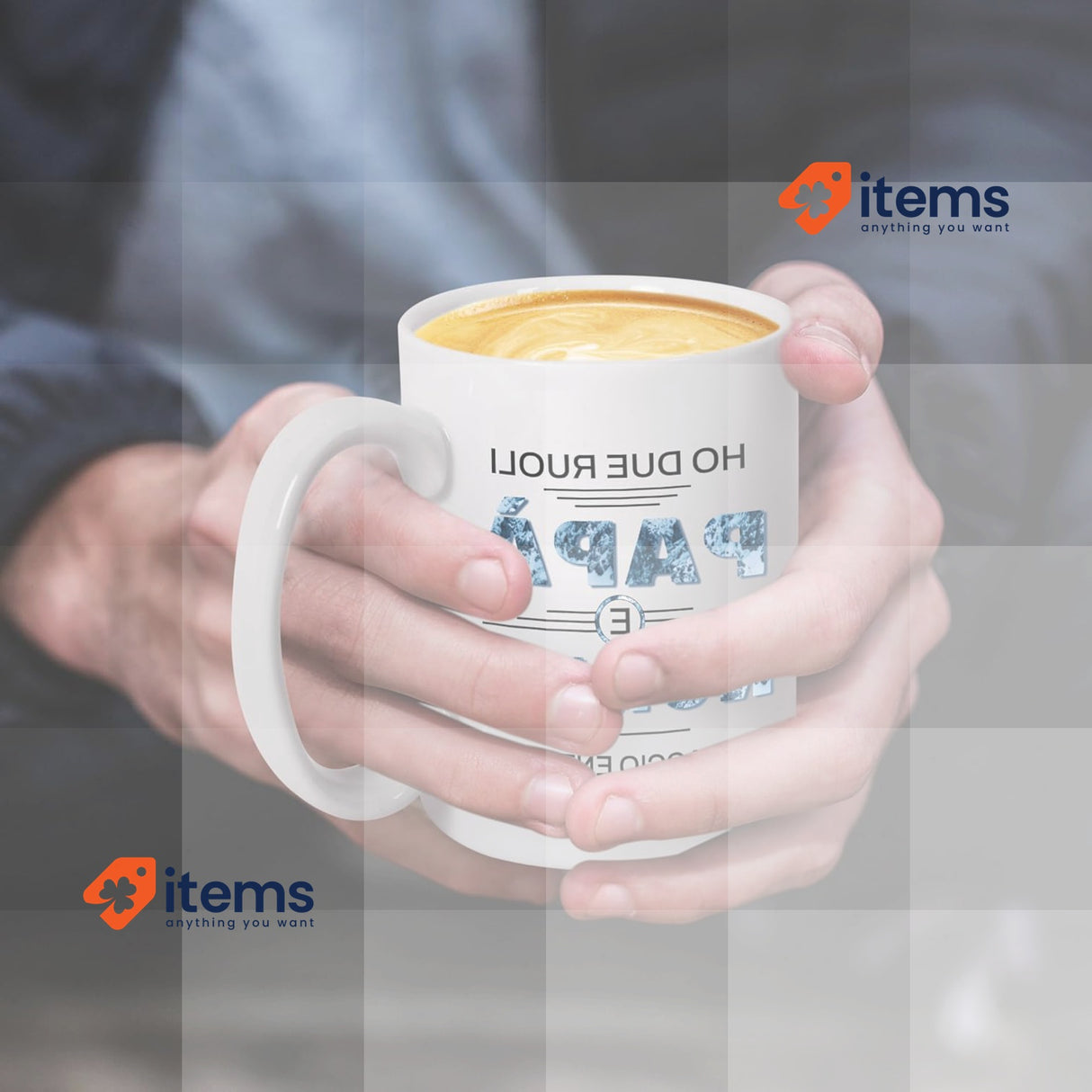 Philivivi Mug for Dad or Grandfather, Father's Day Mug Italian text