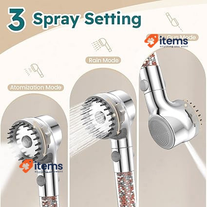 Zivacate High Pressure Hand Shower with Hard Water Filter Silver