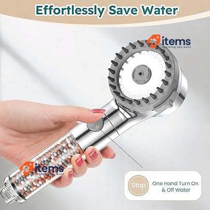 Zivacate High Pressure Hand Shower with Hard Water Filter Silver