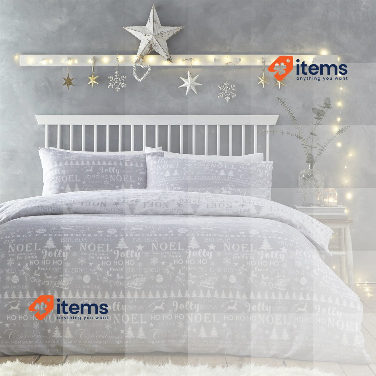 Charlotte Thomas Jolly Christmas Duvet Cover Set Silver Bedding Set Single,Grey