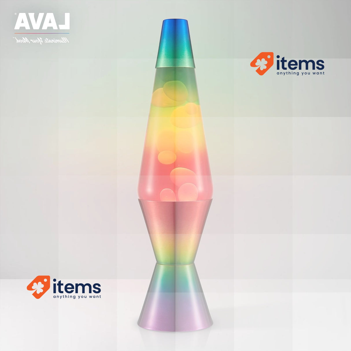 LAVA® - Rainbow Lamp 2513, Hand Painted Tri-Colour Shape 14.5 Inch Motion Lamp