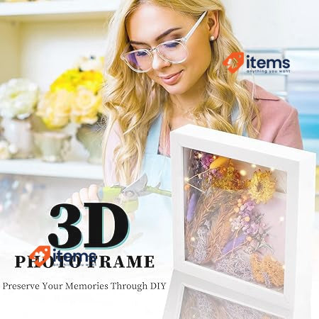 Azonelife 3D Picture Frame For Deep 20 X Cm White/Black Filling Objects Up Glass