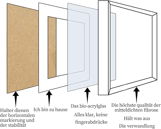 Azonelife 3D Picture Frame for Picture Frame Deep 20 x 20 cm White/Black