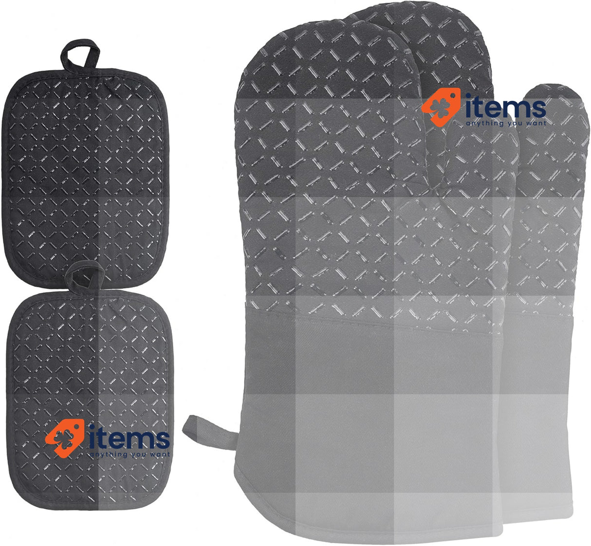 Ankway Oven Gloves, Set of 4, Heat Resistant and Non-Slip Baking Gloves Black