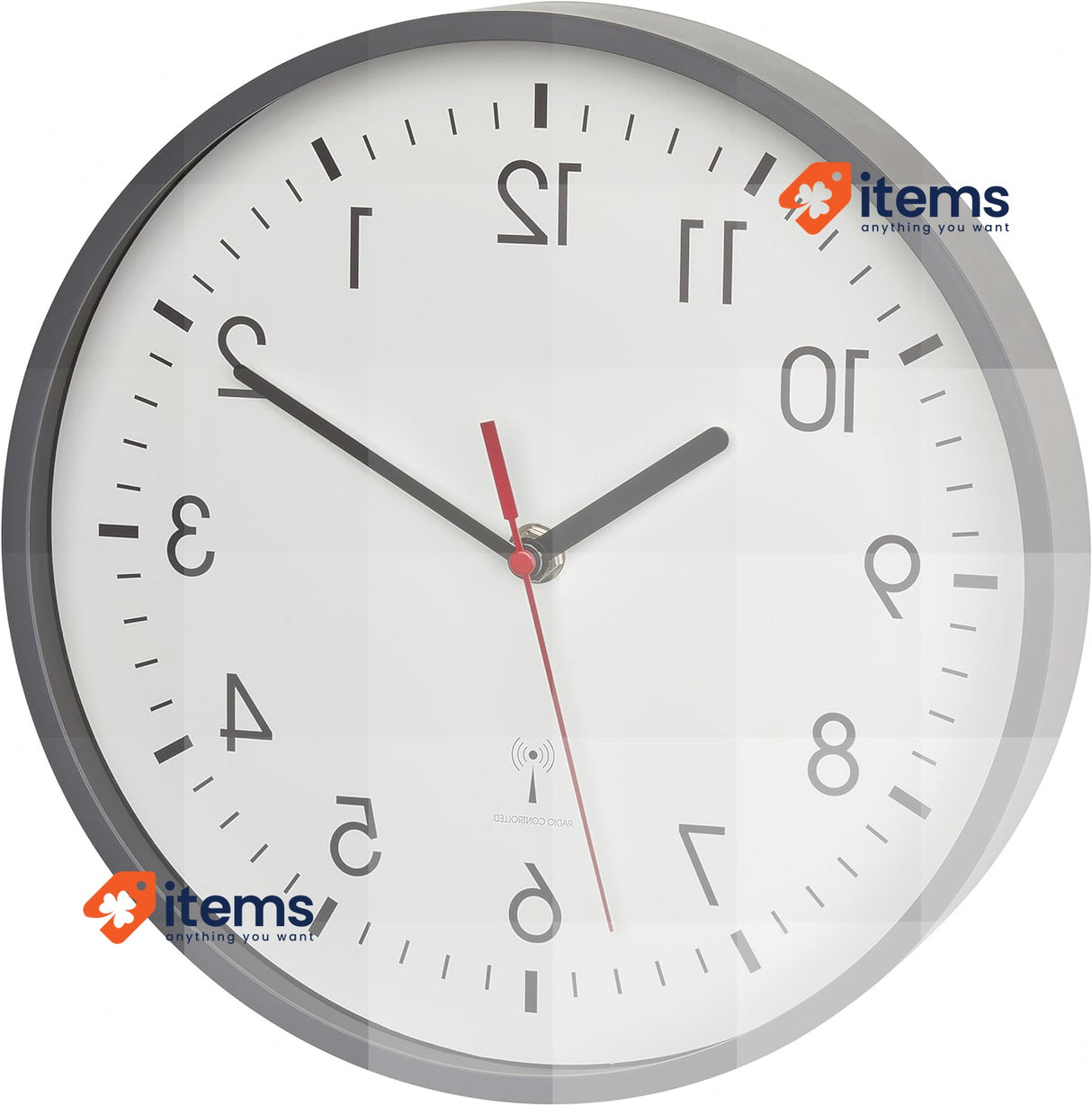 TFA Dostmann Analog Radio Wall Clock, 60.3550.10, Highest Accuracy Grey