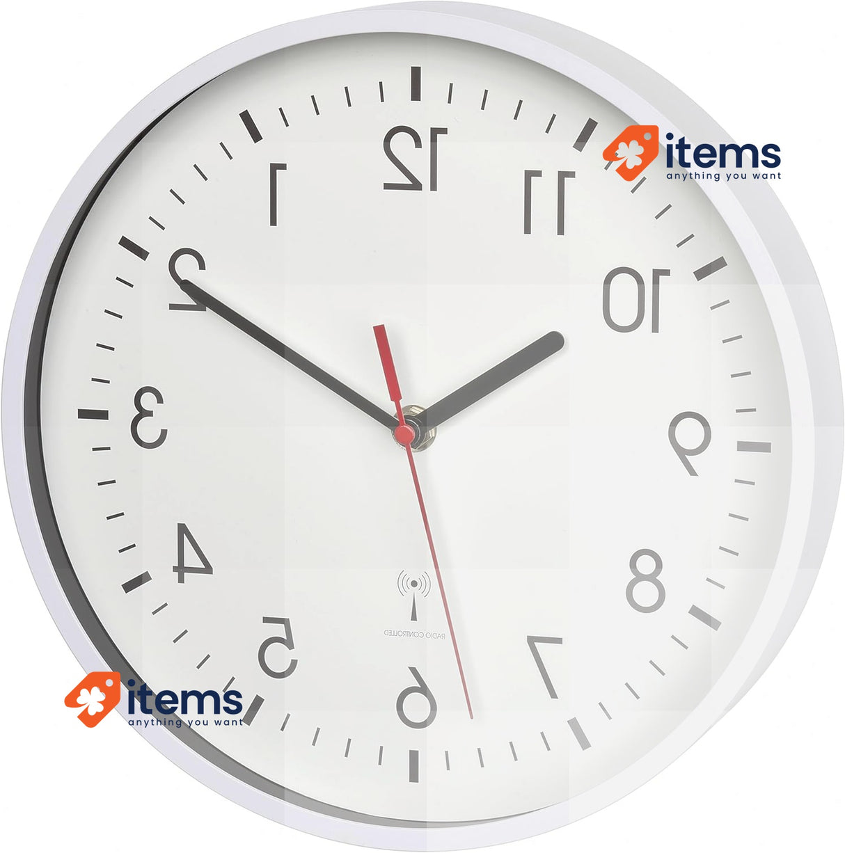 TFA Dostmann Analog Radio Wall Clock,, White, 24.5W x 24.5H centimetres