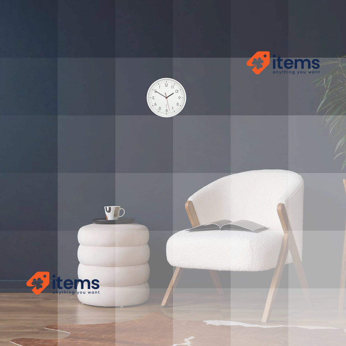 TFA Dostmann Analog Radio Wall Clock,, White, 24.5W x 24.5H centimetres