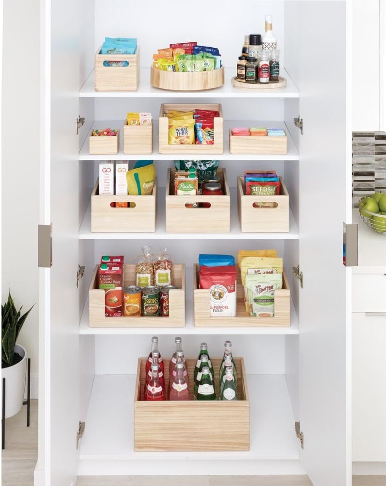 iDesign Medium Paulownia Wood Multi-Purpose Storage Bin with Handles, Natural