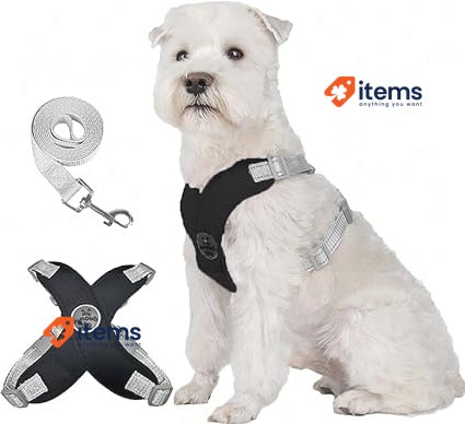 FEimaX No Pull Dog Harness And Lead Set Black Large Small Medium Dogs Adjustable
