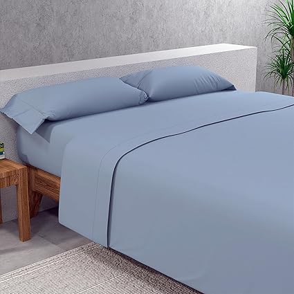 SomniHome Set of Sheets 150 x 190 cm Top Sheet and 2 Pillowcases Blue