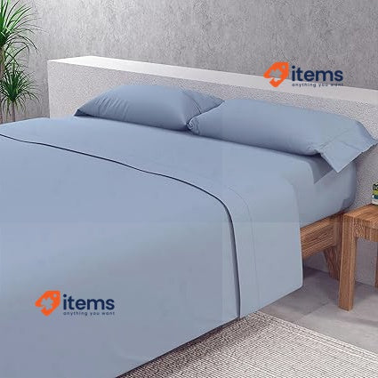 Somnihome Set Of Sheets 150 X 190 Cm Top Sheet And 2 Pillowcases Blue Microfibre
