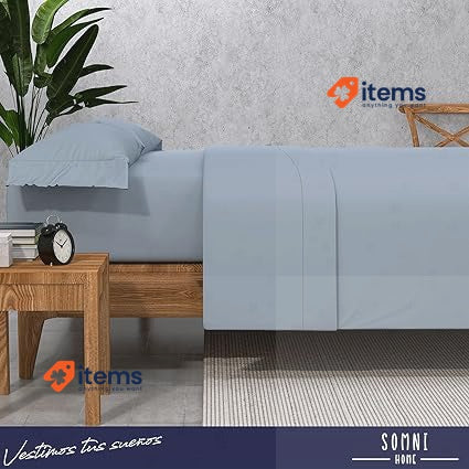 Somnihome Set Of Sheets 150 X 190 Cm Top Sheet And 2 Pillowcases Blue Microfibre