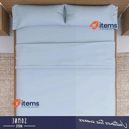 Somnihome Set Of Sheets 150 X 190 Cm Top Sheet And 2 Pillowcases Blue Microfibre