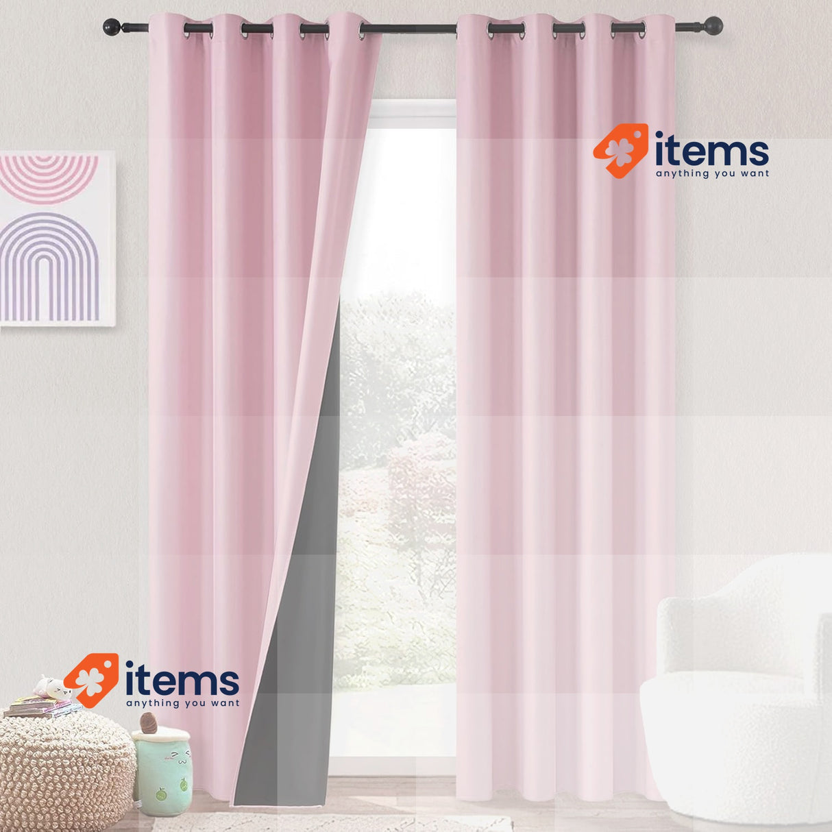 MRTREES Double Blackout Curtains 140 x 240cm 100% Anti-UV Pack of 2 Pink 240 cm