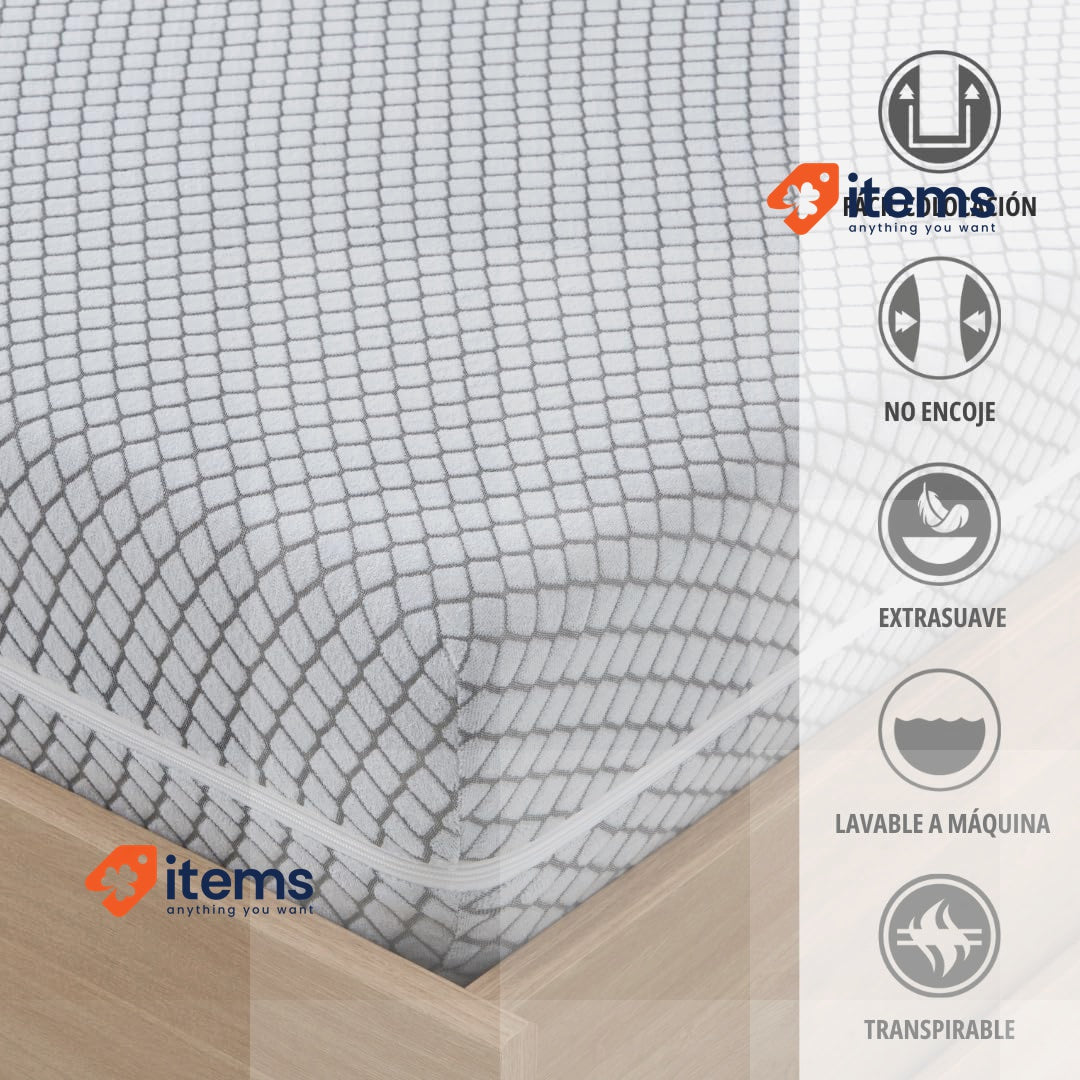 Degrees Home Teide Mattress Protector Cover 90 cm Washable with Zipper Grey