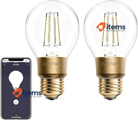 meross LED bulb Vintage Edison, Intelligent bulb Alexa WiFi 2 Pieces White