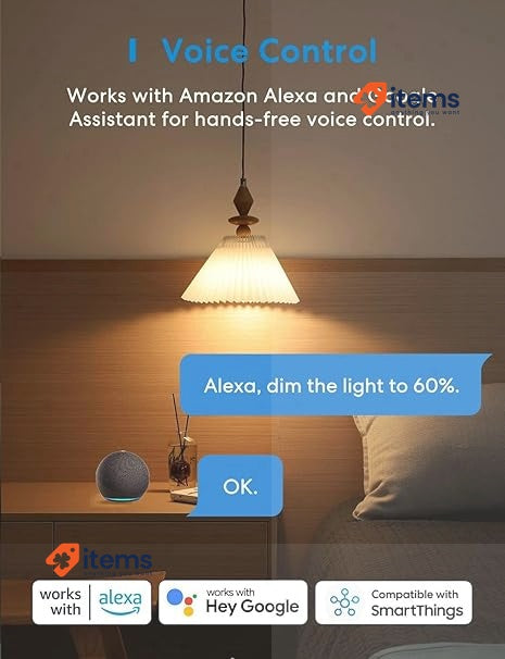 meross LED bulb Vintage Edison, Intelligent bulb Alexa WiFi 2 Pieces White