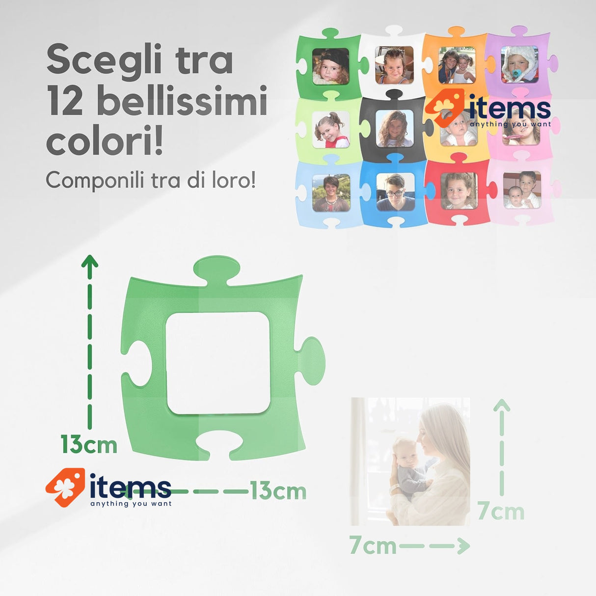 Tommy Design - Multiple Photo Frames For Wall Frame Green Shape Puzzle Format