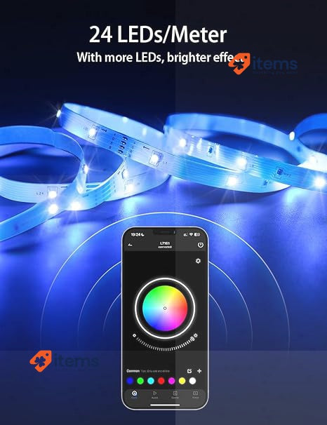 LED Strip Lights 20M, 2x10M, 24 LEDs/Meter RGB - 20 M, M LEDs/Metre V with RC