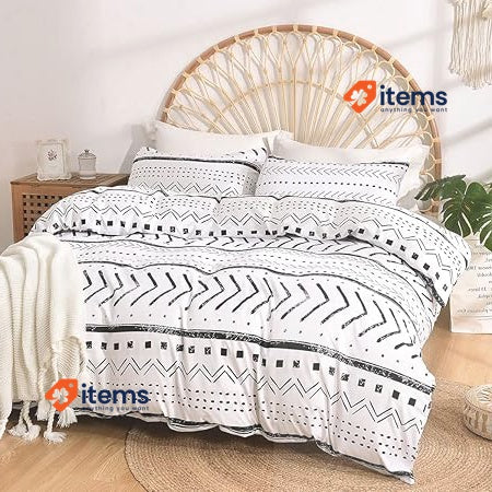 Tokokimo Nordic Duvet Cover 150/135 White + Black Line, 3 Pieces